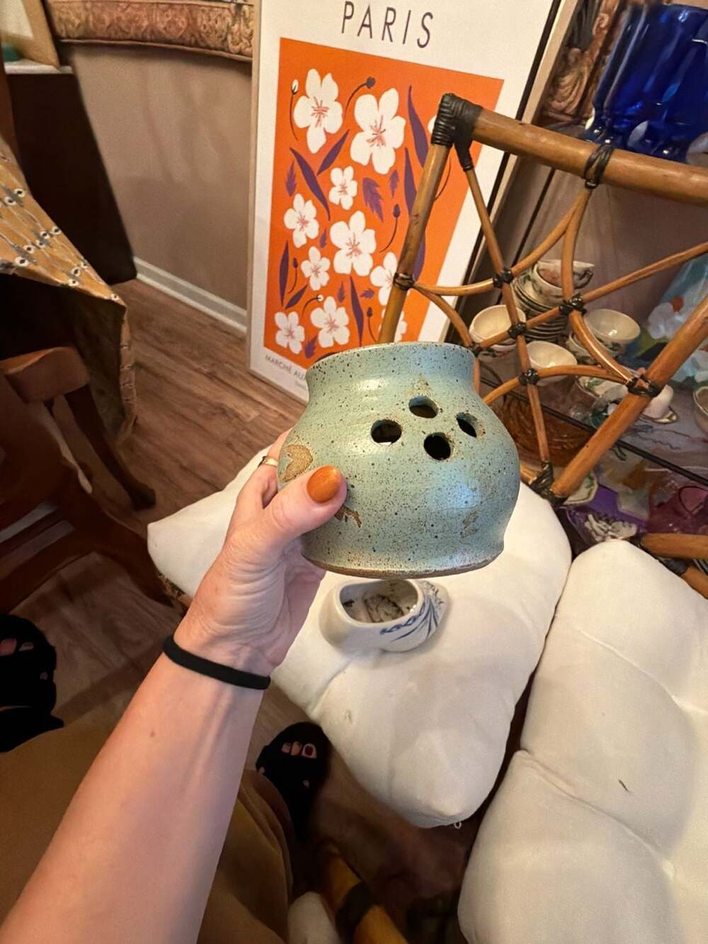 Handmade Pottery Garlic Keeper Vase with Lid and Holes